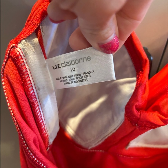 Liz Claiborne vibrant Red Swimsuit sz 10 - Picture 4 of 5